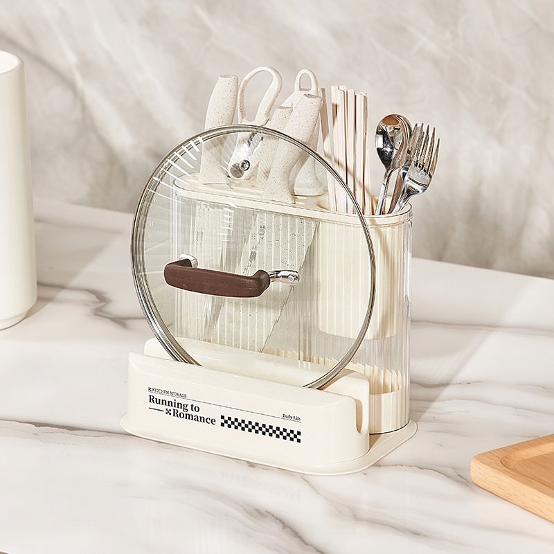 厨房收纳奶油风高颜值刀架砧板一体架锅盖架刀叉筷子笼刀具置物架,厨房/烹饪用具,刀架,淘宝优惠券,粉丝福利购,淘宝优惠卷