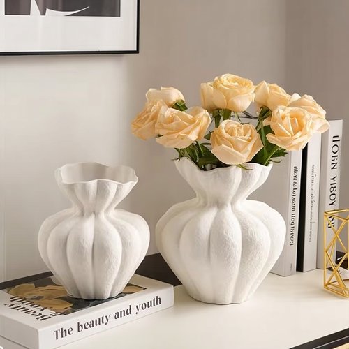 法式陶瓷花瓶白色高级感摆件