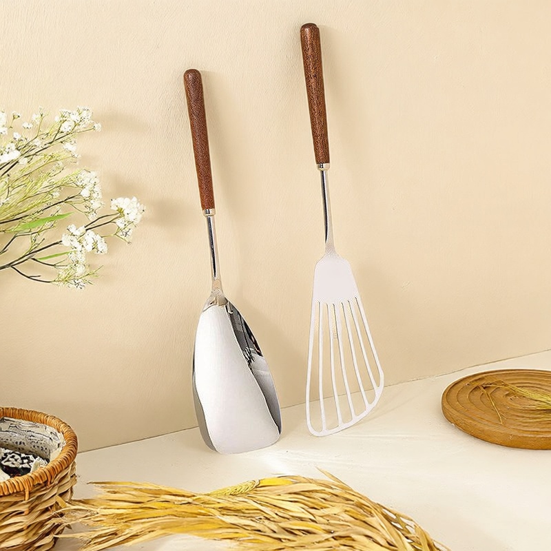 不锈钢锅铲小号304胡桃木手柄