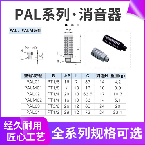 塑料黄铜堵头亚德客消声器
