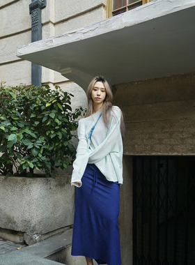 MACQNF早春2024慵懒风宽松显瘦圆领简约百搭长袖针织衫女MQ89181