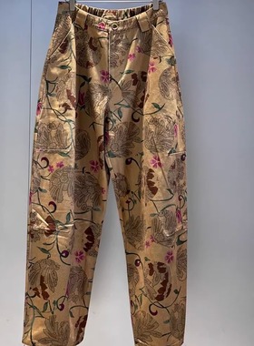 MQ｜MACQNF22273A高品质印花百搭拖地裤女宽松显瘦休闲松弛阔腿裤