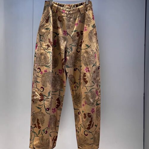 MQ｜MACQNF22273A高品质印花百搭拖地裤女宽松显瘦休闲松弛阔腿裤