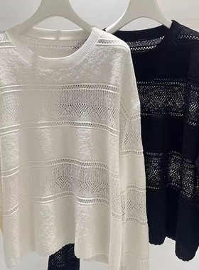 MQ｜MACQNF89326时尚宽松舒适简约百搭长袖竹节纱套头针织衫女