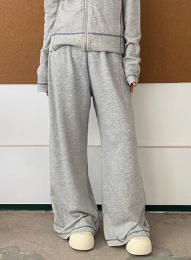 MQ｜MACQNF22830时尚百搭显瘦简约松紧腰直筒阔腿裤女