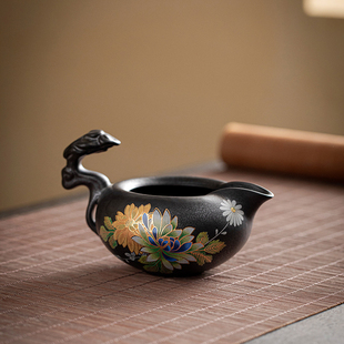 珐琅彩铁锈公道杯功夫茶具匀水杯陶瓷公平杯家用分茶杯复古公杯