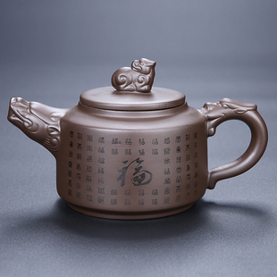 紫砂貔貅壶大容量功夫茶具单壶陶瓷壶百福壶家用老泥功夫茶壶泡茶