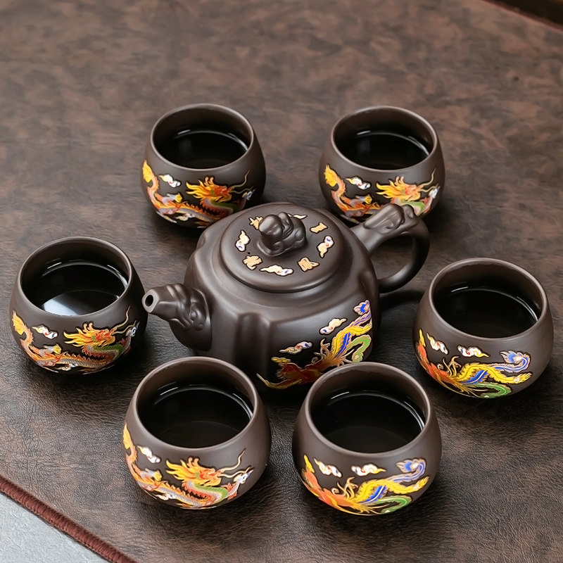 紫砂功夫茶具遇热变色貔貅壶杯子整套泡茶器家用创意茶具套装中式