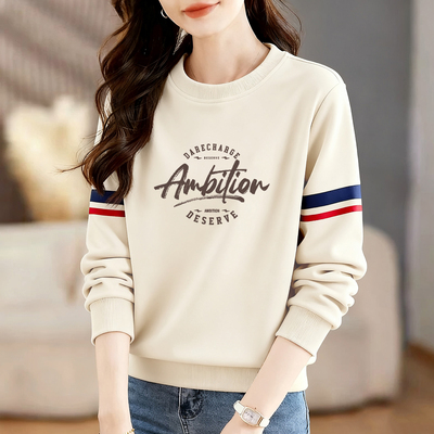 气质拼色两条杠纯棉卫衣休闲上衣