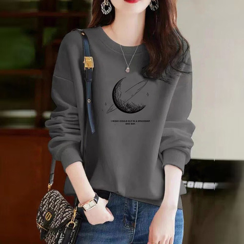 春秋文艺宽松显瘦纯棉长袖上衣女