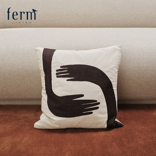 丹麦进口Ferm Living Pose刺绣抱枕沙发客厅装饰有机棉靠枕靠垫