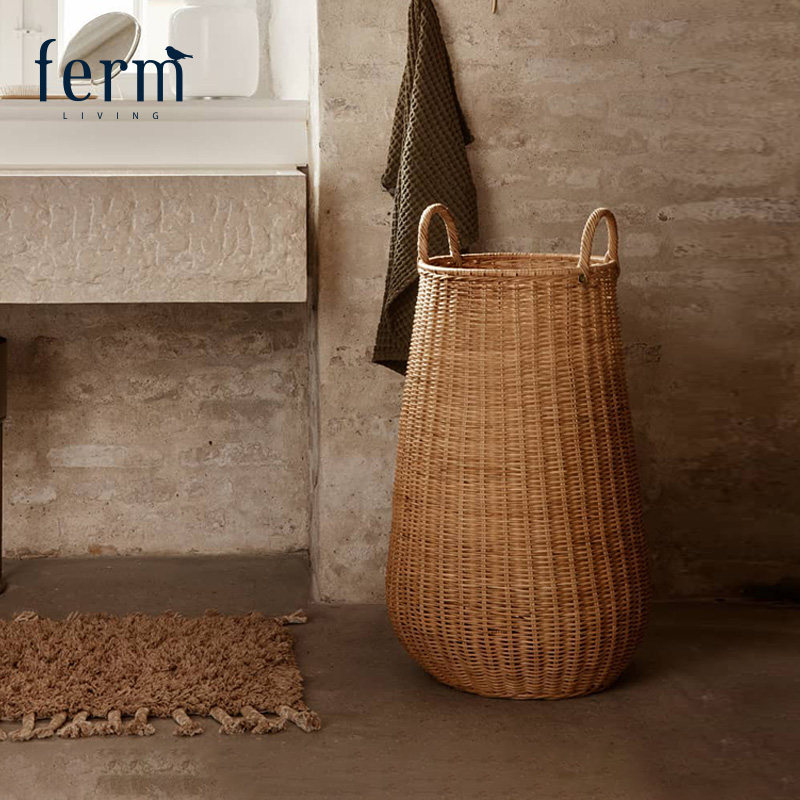 丹麦Ferm Living手提编织篮藤编收纳筐浴室脏衣篮悬挂家用杂物篓,收纳整理,其他收纳篮,淘宝优惠券,粉丝福利购,淘宝优惠卷