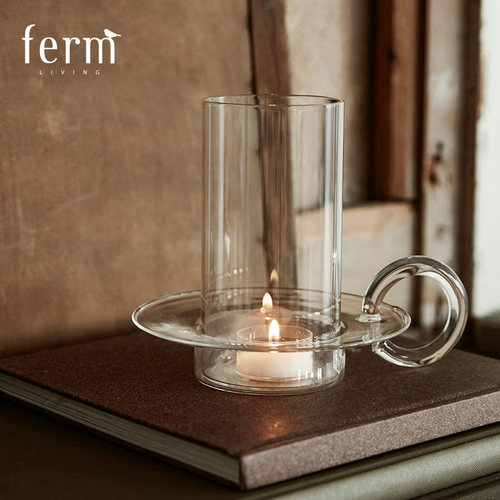 丹麦进口Ferm Living透明玻璃烛台家用创意蜡烛烛托桌面装饰摆件