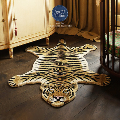 老虎手工地毯卧室床边毯入户地垫