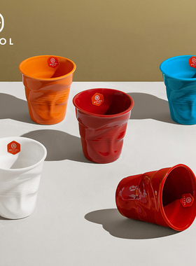 法国Revol不规则陶瓷咖啡杯创意褶皱彩色热饮杯子礼盒套装情侣杯