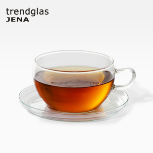德国Trendglas 牛奶杯拉花杯 Jena玻璃泡茶杯耐高温咖啡杯碟套装