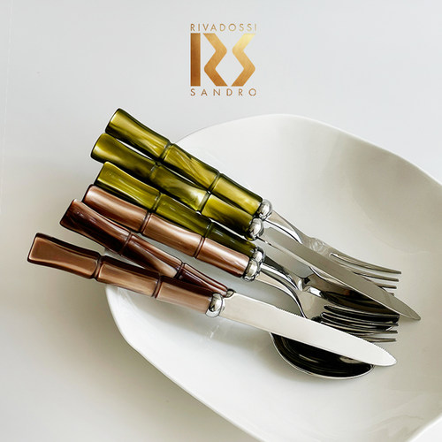 竹节刀叉勺三件套不锈钢餐具套装