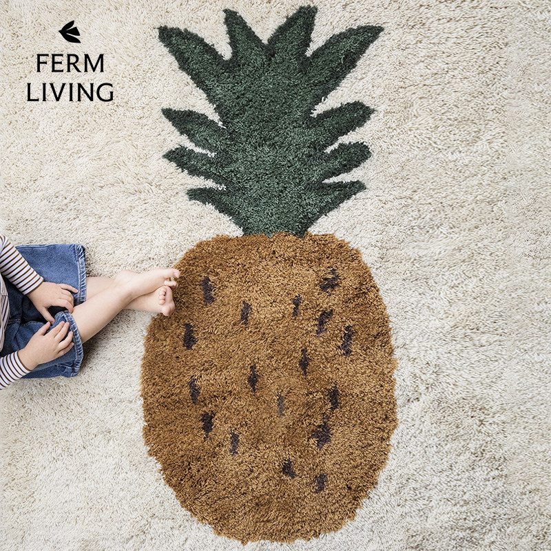 丹麦Ferm Living北欧羊毛地毯家用客厅儿童卧室床边毯子簇绒脚垫
