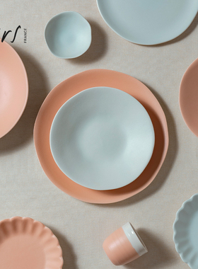 法国进口Jars Jardin de Maguelone彩色陶瓷餐盘家用深盘水杯