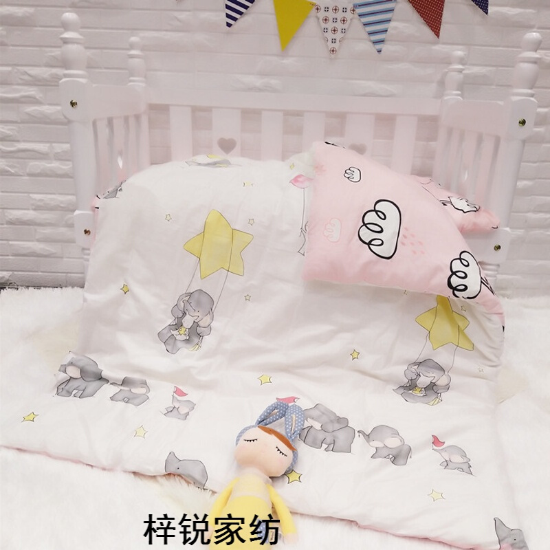 Bộ đồ giường trẻ em cotton có thể tháo rời mẫu giáo chăn ba mảnh sáu mảnh chăn bé với lõi cá voi nhỏ - Giường trẻ em / giường em bé / Ghế ăn xe nhún cho bé