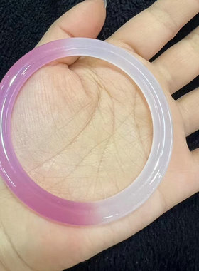 甜美风女款粉玉髓渐变白手镯