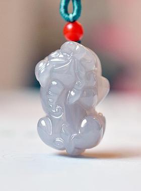 天然和田玉烟紫色玉吊坠玉佩玉石男女情侣款项链貔貅挂件玉坠送礼