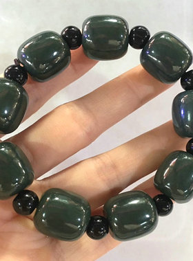 新疆和田玉青玉老型珠复古男女款