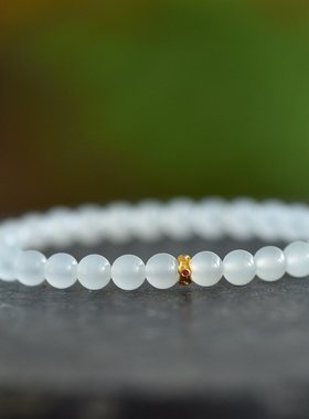 天然和田玉圆珠串珠单圈手链