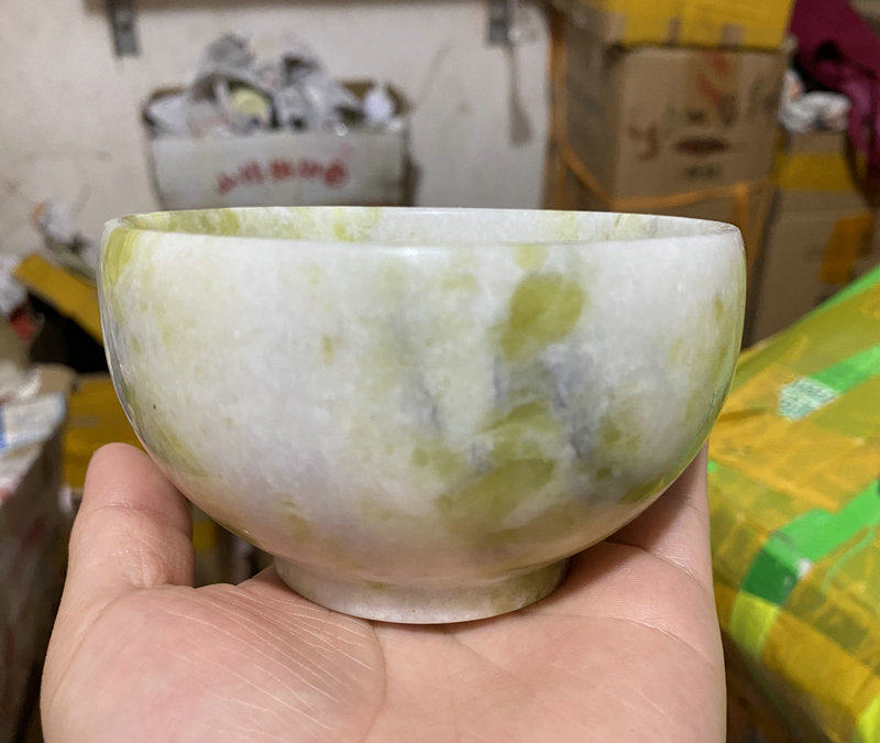 天然养生餐具陕西蓝田玉玉碗保健活磁茶碗米饭汤碗摆件 送礼佳品