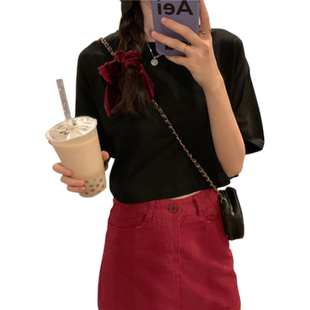 超短款T恤女短袖款露肚脐运动叠穿罩衫爵士舞蹈jazz上衣抽绳收腰