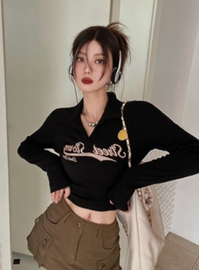 短款polo短款上衣辣妹春秋