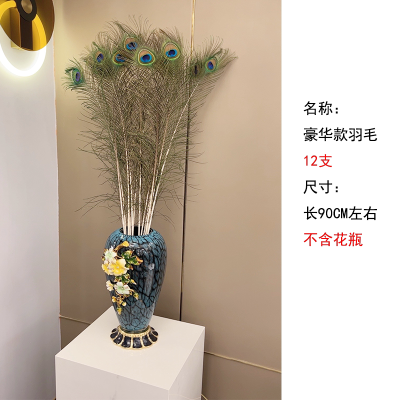 天然孔雀翎大眼真孔雀羽毛工艺品玄关装饰品摆件 家居新中式电视