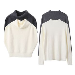 叠穿两件套装设计感半高领长袖针织衫+毛衣马甲背心11065强明女装