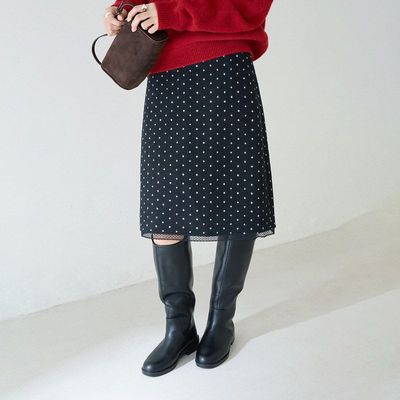 【欧凡】韩系黑色波点蕾丝拼接