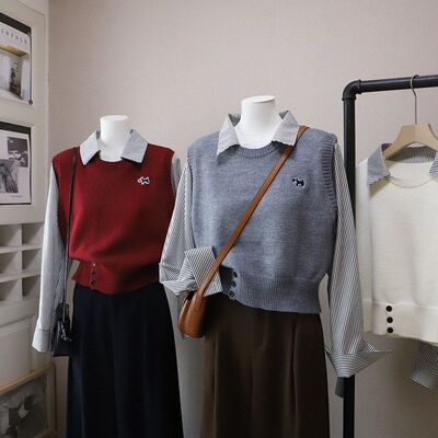 比正2025秋冬新韩版时尚假两件