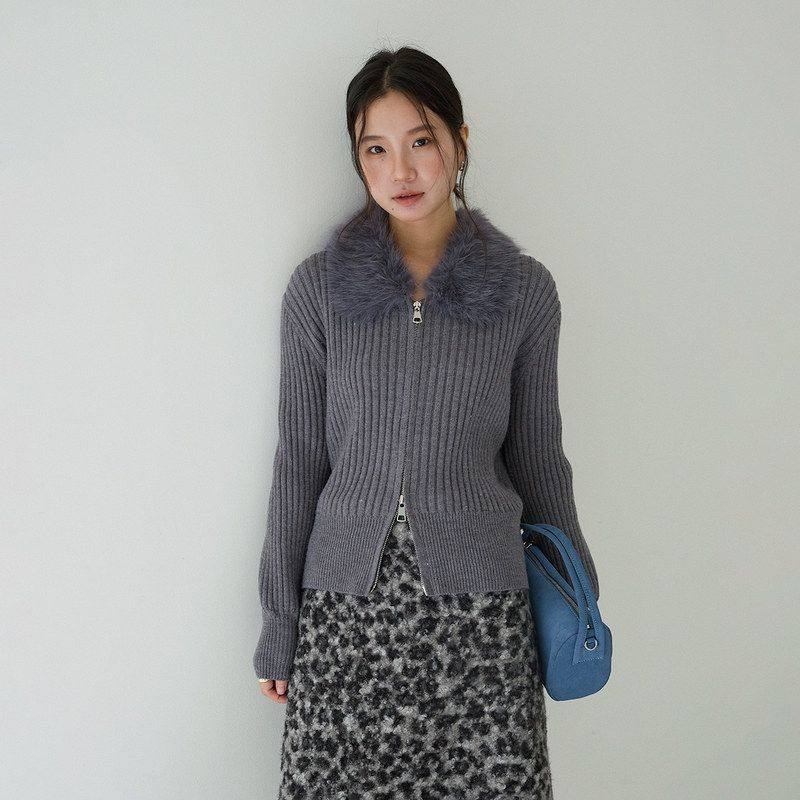 软糯竖坑条毛毛领双头拉链毛衣外套女冬季针织开衫11066强明女装,女装/女士精品,毛衣,淘宝优惠券,粉丝福利购,淘宝优惠卷