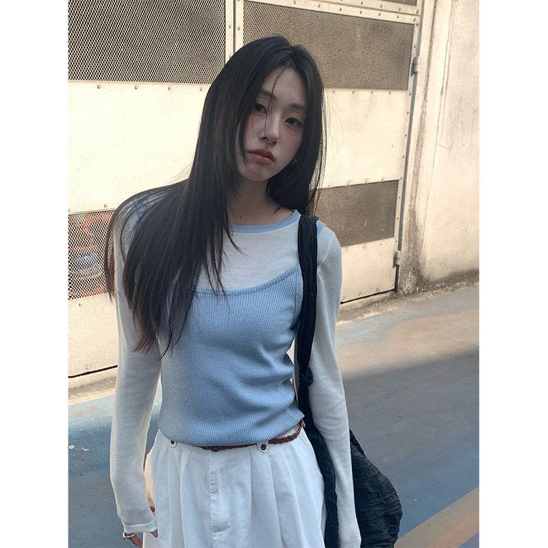 真两件套撞色小吊带背心针织衫2025春叠穿上衣H1KA510036强明女装