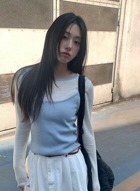 真两件套撞色小吊带背心针织衫2025春叠穿上衣H1KA510036强明女装