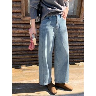 ZY3759强明女装 梨形挚爱 小个子分割弯刀剪裁加绒牛仔裤