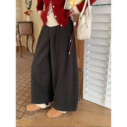 巨显瘦分割线 松弛感阔腿直筒加绒休闲裤ZY3791强明女装