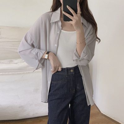 【小米伊诺】8745设计感纯色雪纺