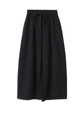 碎花弹力高腰加绒加厚阔腿裤弯刀裤冬宽松休闲裤女11072强明女装