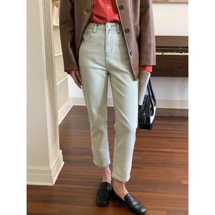 强明女装 ZY1973 笑脸刺绣烟管高腰九分牛仔裤 小众设计感