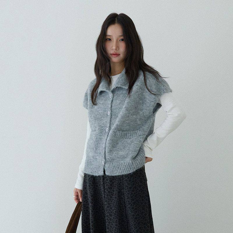 无袖坎肩保暖针织开衫马甲背心高级感叠穿百搭上衣11099强明女装