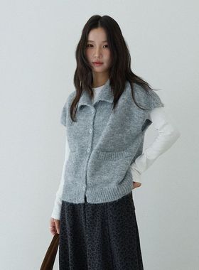 无袖坎肩保暖针织开衫马甲背心高级感叠穿百搭上衣11099强明女装