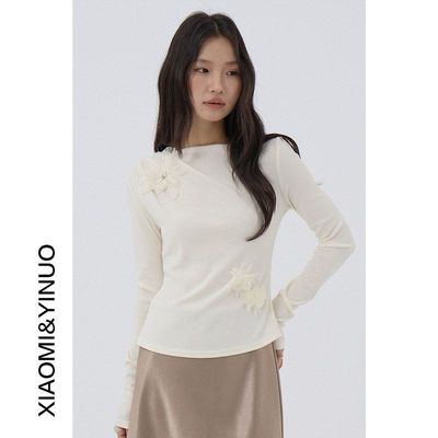 【欧凡】法式高级感花朵修身打底