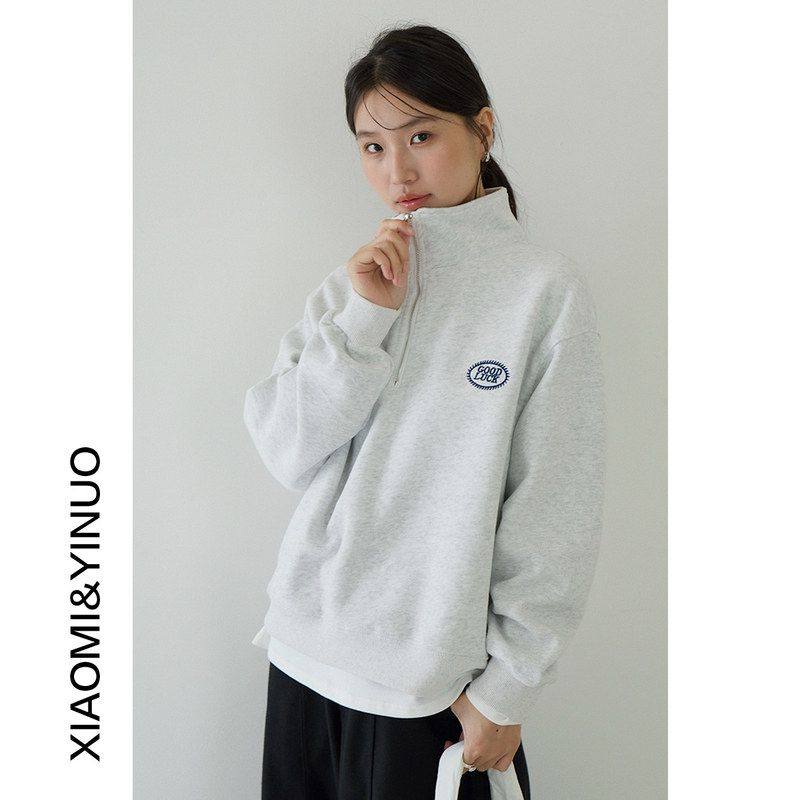 【欧凡】美式半拉链polo翻领宽松