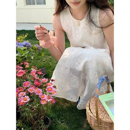 月光玫瑰 设计感提花刺绣宽松无袖连衣裙ZY2978 强明女装