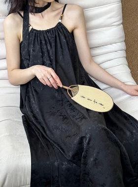 超出片长裙 2025春季民族风度假提花宽松吊带连衣裙55501强明女装