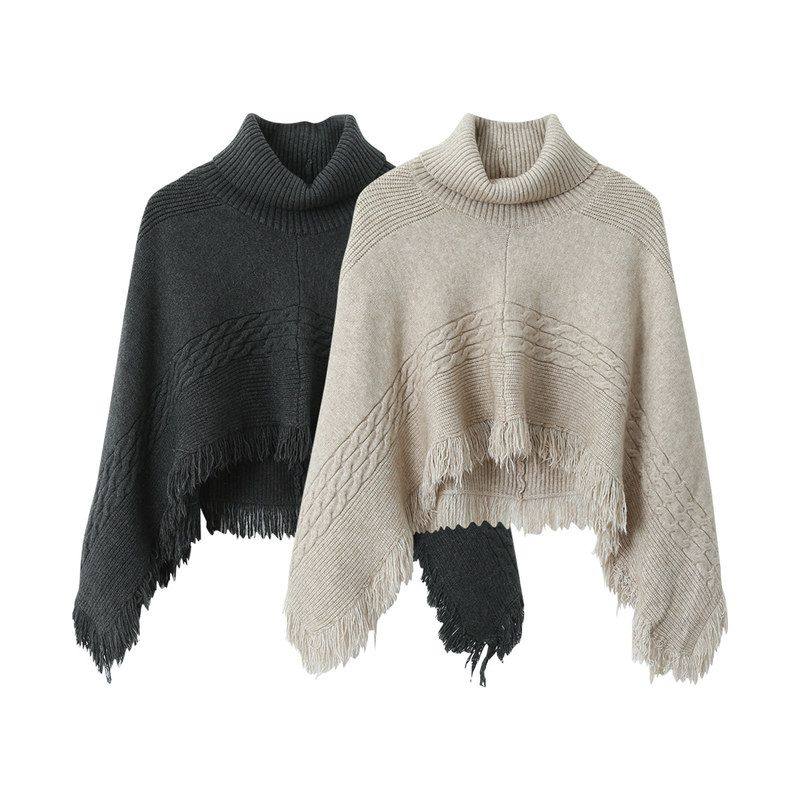 高领不规则流苏披肩斗篷+内搭针织衫女 两件套装11101强明女装,女装/女士精品,时尚套装,淘宝优惠券,粉丝福利购,淘宝优惠卷